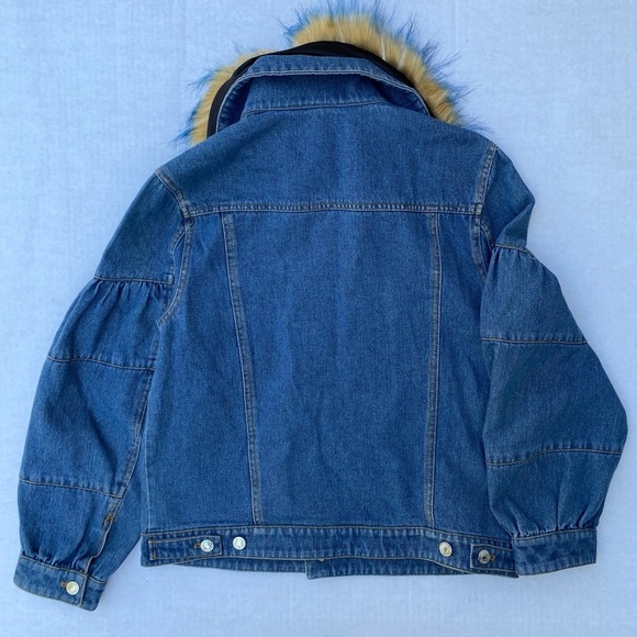 New GUESS Women's Faux-Fur Denim Jacket SZ S - Picture 5 of 7
